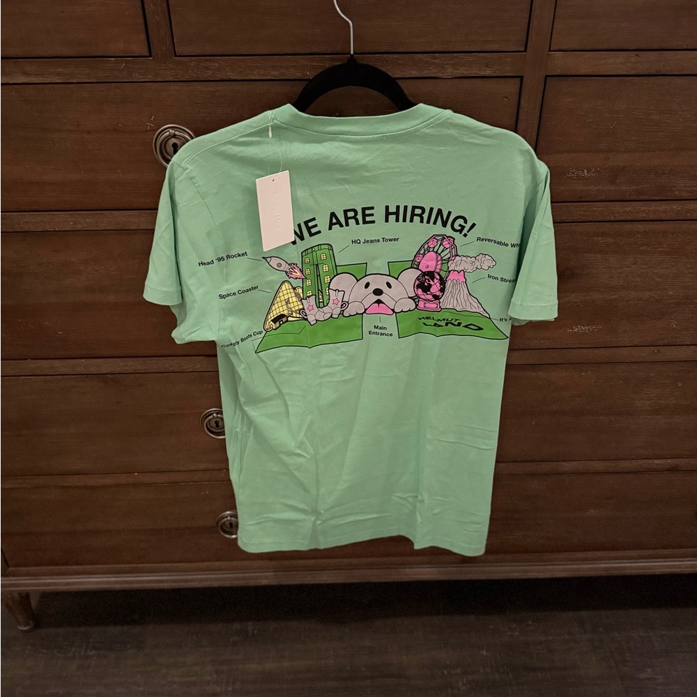 Helmut Lang Green Graphic Short Sleeve Tee